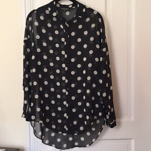 Topshop sheer polka dot blouse